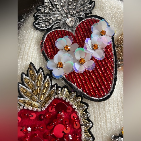 Anthropologie Patch Beanie Appliqué Hat OS Sequins Holiday - Picture 5 of 5